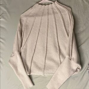 Women's Cream Ribbed Panel Knit Sweater